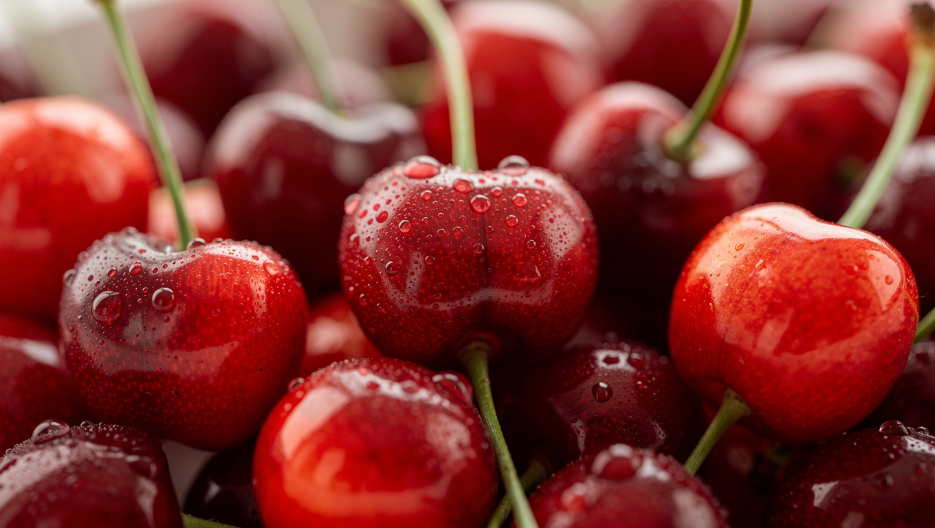 체리 효능 — bunch of red cherries close-up macro photography,