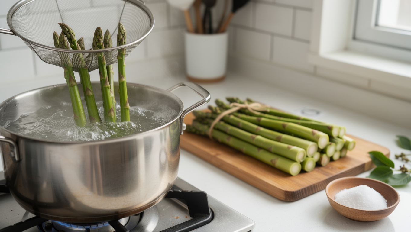 두릅 효능 — Korean dureup blanched in boiling water, preparati