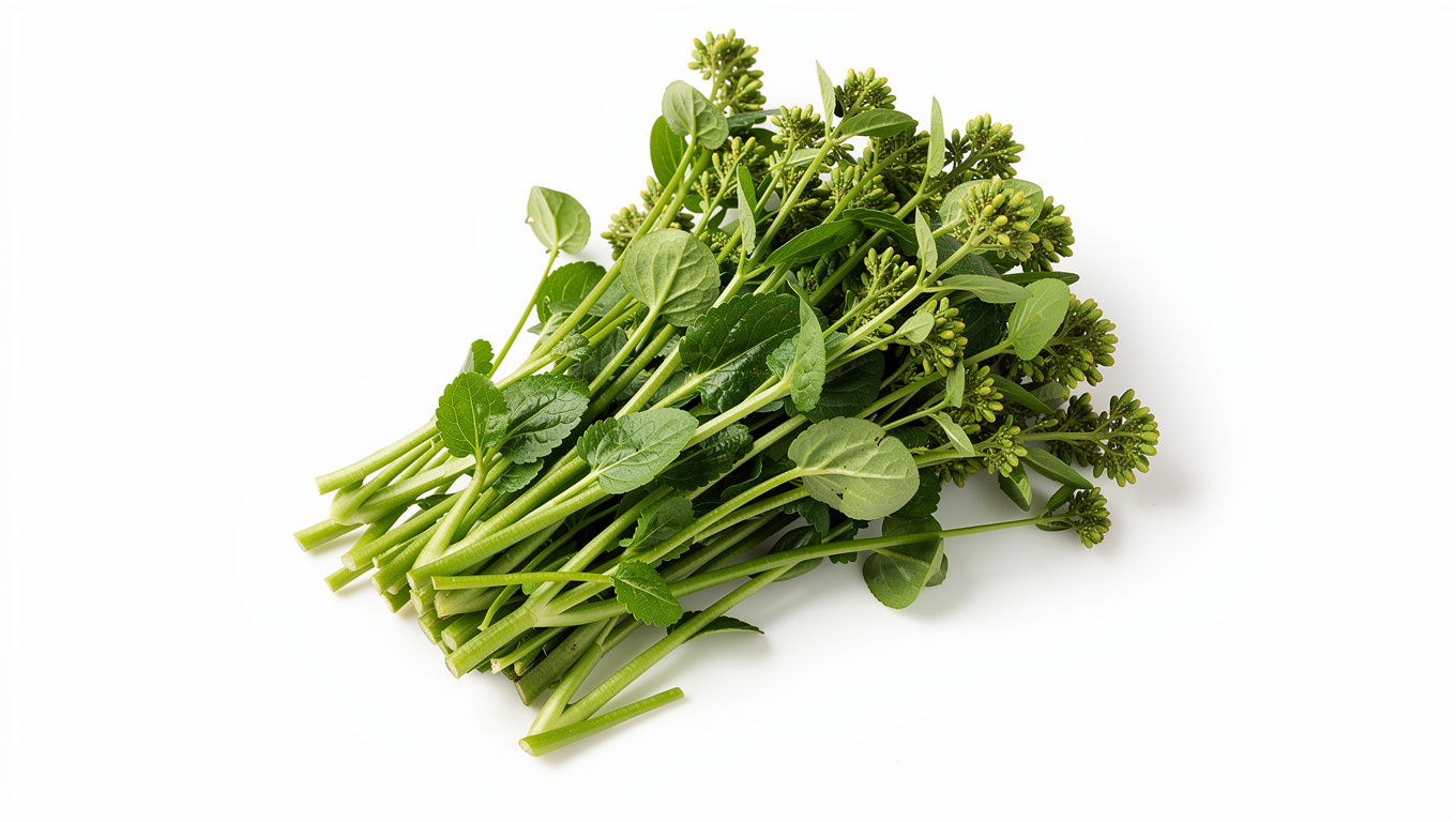 냉이 효능 — fresh Korean shepherd's purse naengyi greens on wh