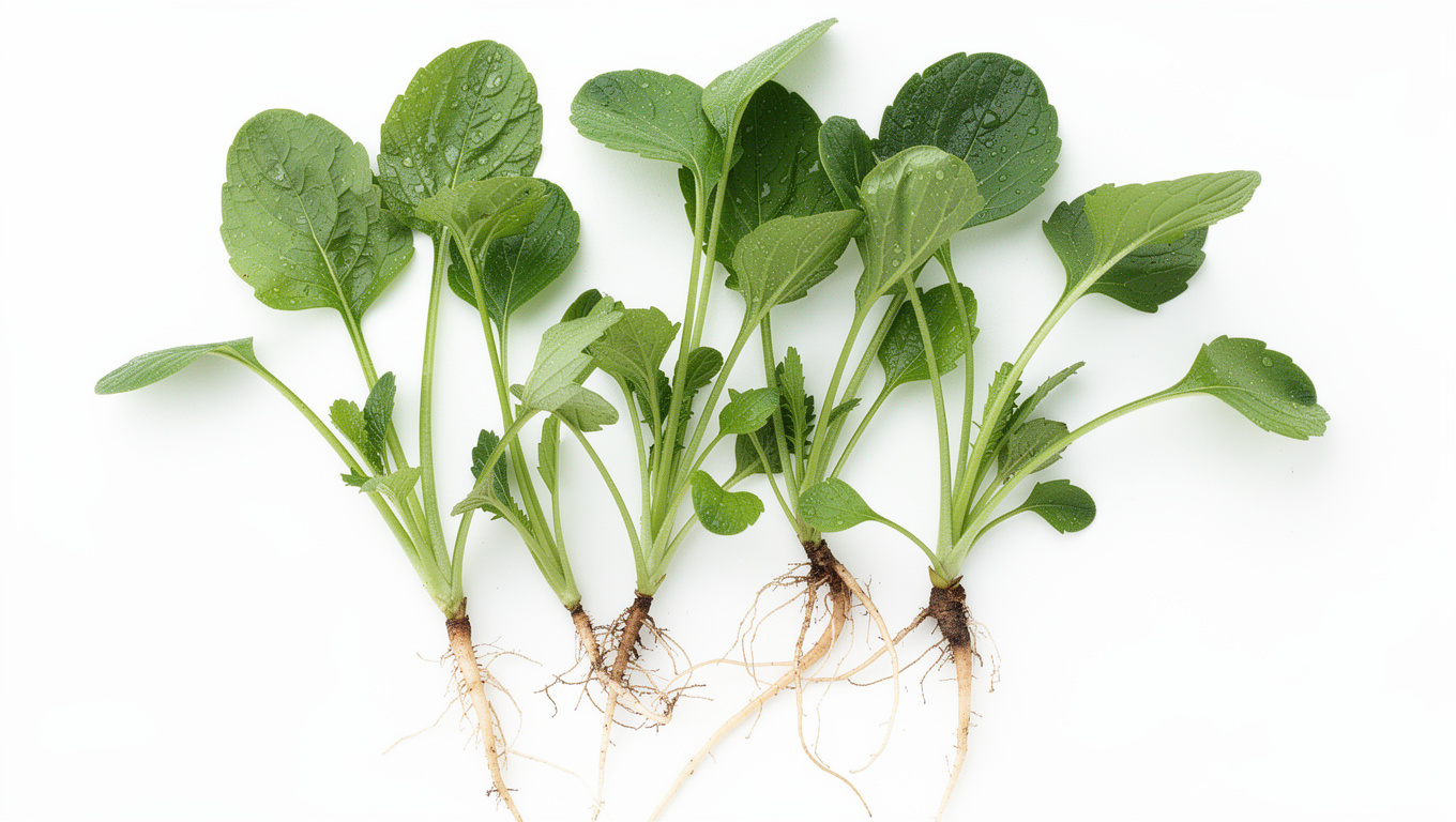 냉이 효능 — fresh Korean shepherd's purse naengyi greens on wh