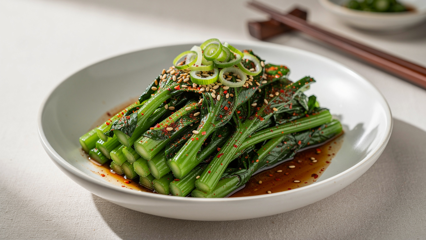 냉이 효능 — Korean spring naengyi namul seasoned dish in white