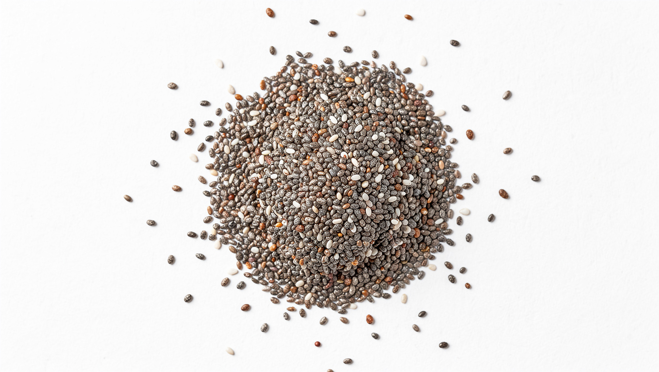 치아씨드 효능 — Fresh chia-seed on white background, natural food