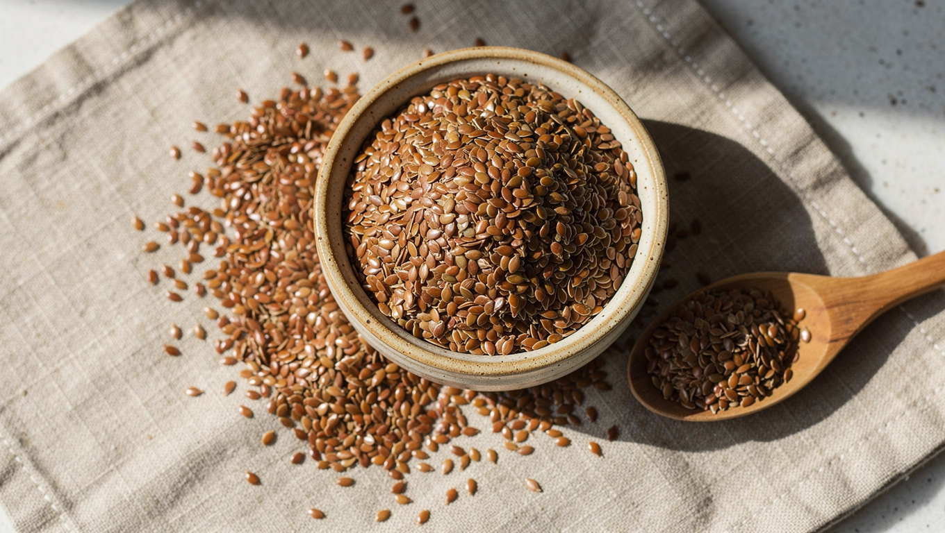 아마씨 오메가3 섭취법 — flaxseed practical editorial photo, no text